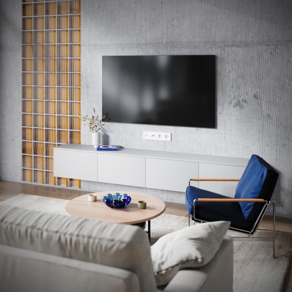 Превью фото №8  Розетка Розетка телевизионная встраиваемая VOLTUM S70 TV+RJ45 кат. 6, (белый глянцевый)