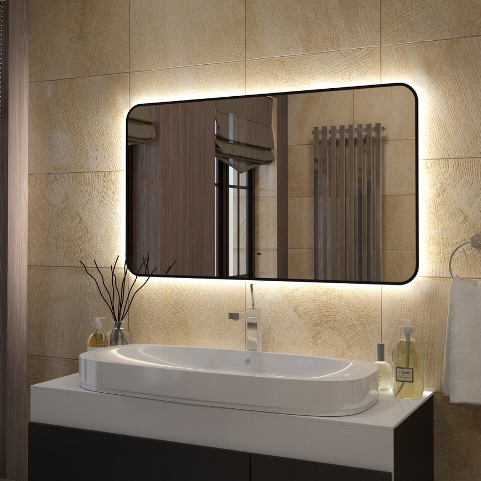 Фото №15  Teymi Зеркало Solli Black Soft Line 120x70, LED подсветка, сенсор на взмах T20230S