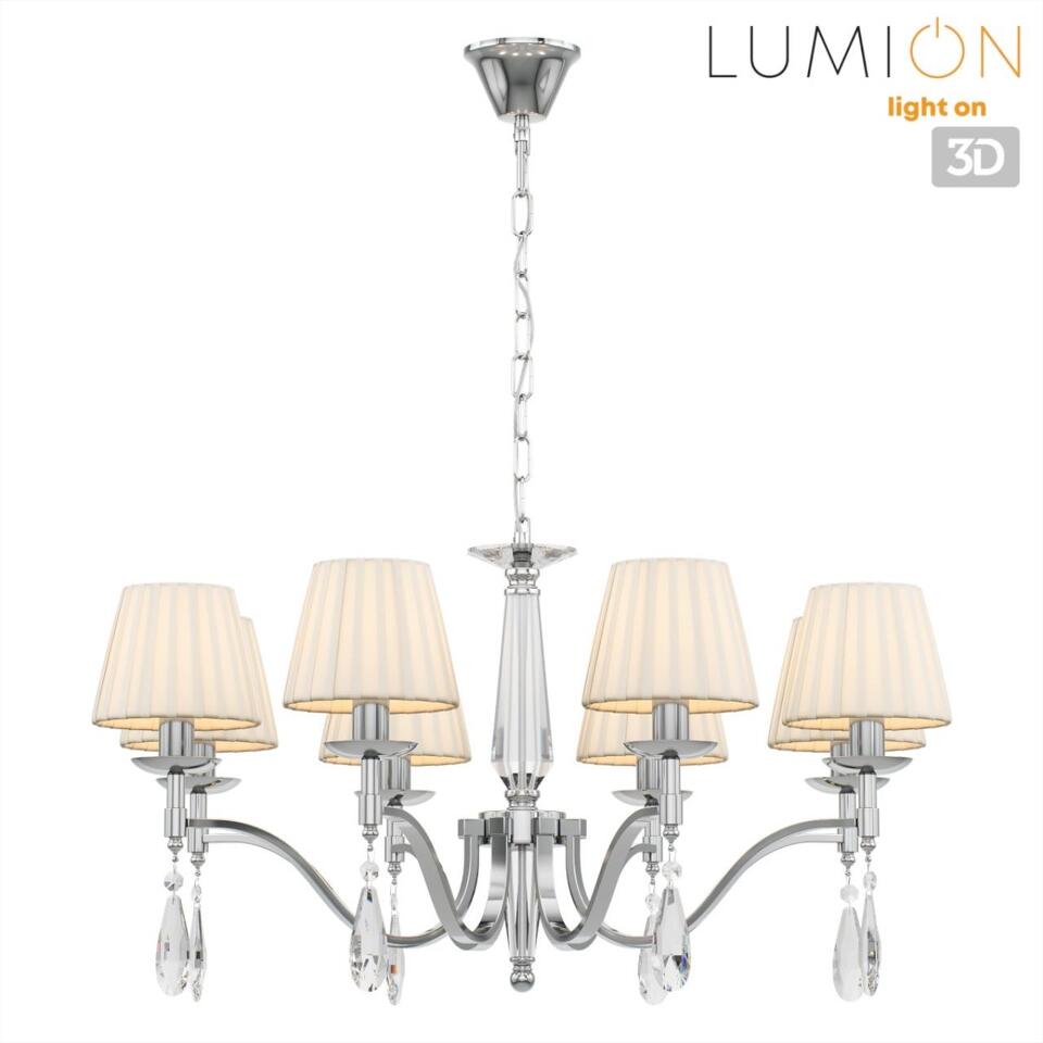 Фото №8  Люстра LUMION 8316/8 CLASSI LN26 057 хром/белый, металл/хрусталь/текстиль Люстра E14 8*40W 220V MAGDA