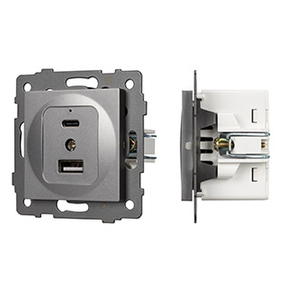 Фото №1  Розетка Arlight Механизм USB розетки SCT-MUAC-PL-GR-V (5V, 3A, QC4) ( -)