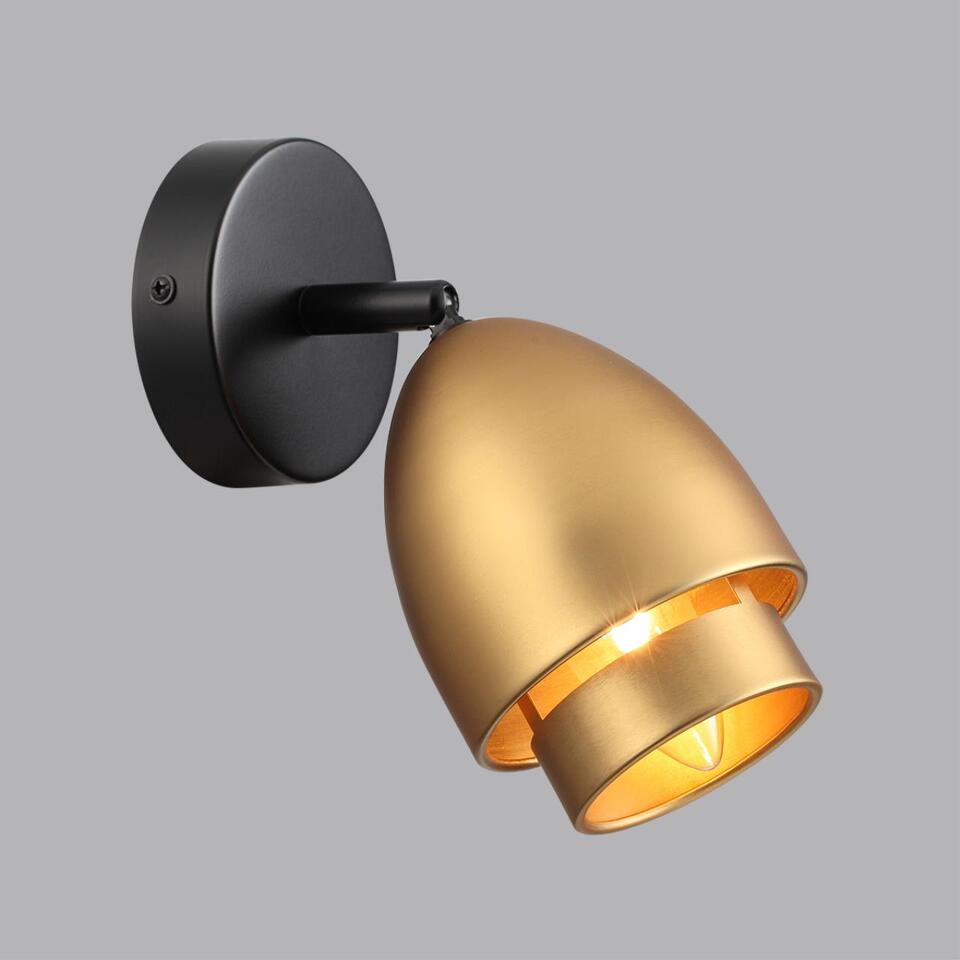 Фото №6  LUMION 8001/1W MODERNI LN26 316 черный/античное золото металл/металл Настенный светильник Е14 40W 220V AVRORA