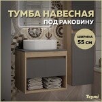 Превью фото №1  Teymi Тумба подвесная Ritta 55, ящик с доводчиком, цвет дуб эврика/графит матовый