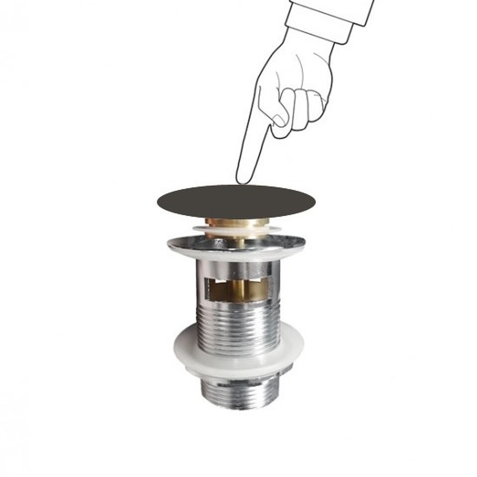 Фото №3  PCCNEW Althea донный клапан Click-Clack с керамической крышкой для раковин с переливом Матовое железо Plus-Ton®