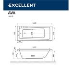 Превью фото №3  Ванна EXCELLENT Ava 160x70 "ULTRA NANO" (золото)