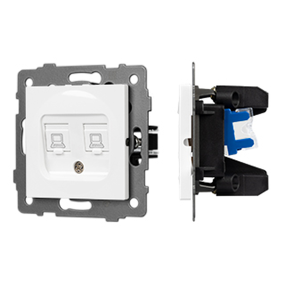 Фото №1  Розетка Arlight Механизм компьютерной розетки двойной SCT-MPC2-PL-WH-V (RJ-45, CAT6) ( -)