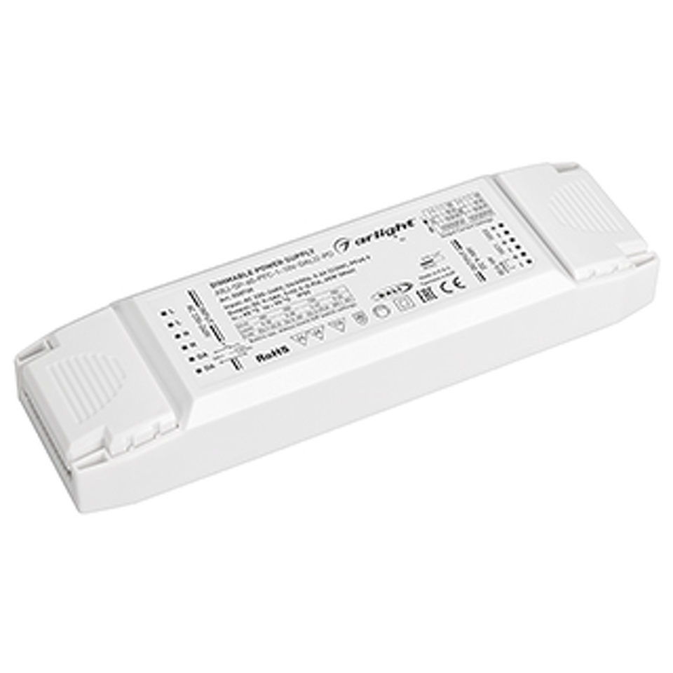 Фото №1  Arlight Блок питания ARJ-SP-60-PFC-1-10V-DALI2-PD (60W, 9-58V, 2x0.3-0.9A) ( IP20 Пластик, 5 лет)