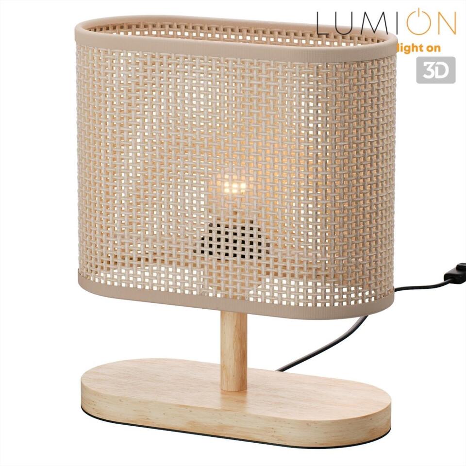 Фото №8  Настольная лампа LUMION 8201/1T COUNTY LN26 512 бежевый, дерево/текстиль Настольная лампа E27 1*60W 220V MADERANA