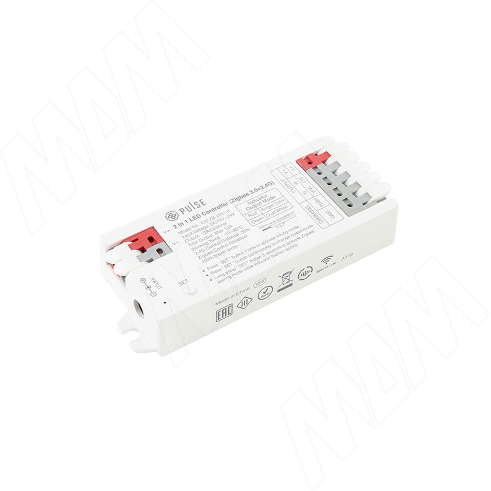 Фото №2  PULSE СМАРТ,  Контроллер для монохромных и CCT лент, 2.4 ГГц,  Zigbee 3.0, SMART (CO-ZB-2IN1-R)