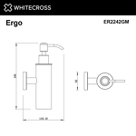 Превью фото №2  Дозатор для жидкого мыла подвесной WHITECROSS Ergo ER2242GM (оружейная сталь)