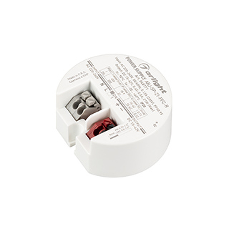 Фото №1  Arlight Блок питания ARJ-SP-21-PFC-R (21W, 15-42V, 0.45-0.5A) ( IP20 Пластик, 5 лет)