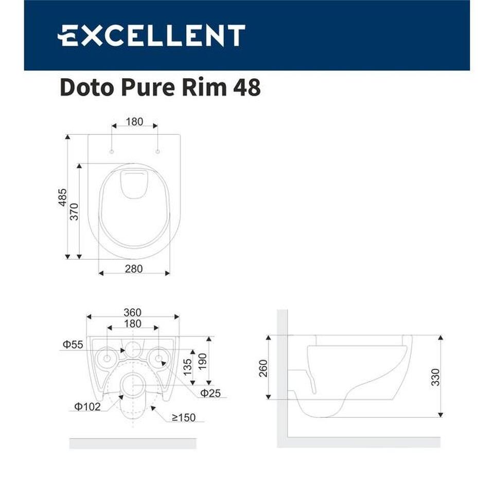 Фото №10  Унитаз Унитаз подвесной EXCELLENT Doto Pure Rim 48