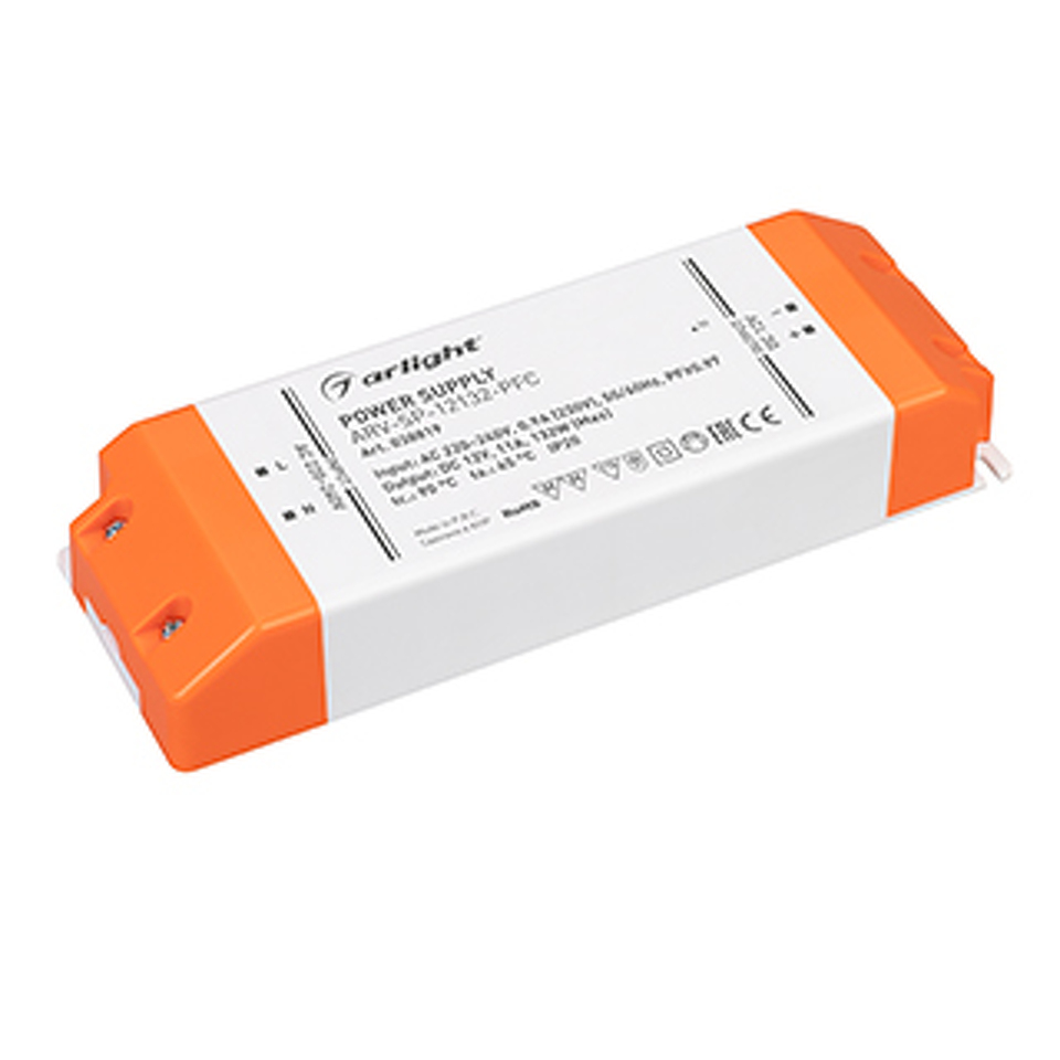Фото №1  Arlight Блок питания ARV-SP-12132-PFC (12V, 11A, 130W) ( IP20 Пластик, 5 лет)