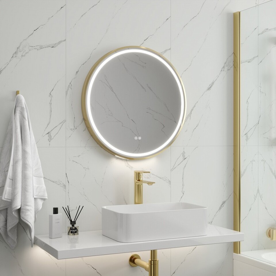 Фото №32  Teymi Зеркало Lina Supernova Gold D60, LED подсветка, сенсор, антипар T20121