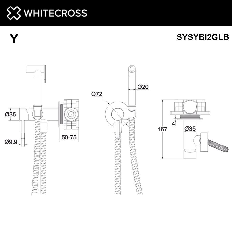 Фото №3  Система для биде скрытого монтажа WHITECROSS Y SYSYBI2GLB (брашированное золото)