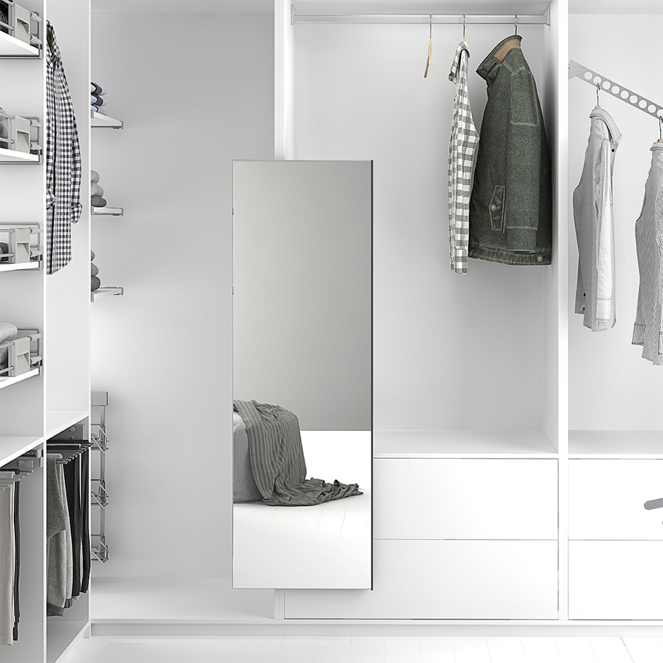 Фото №1  MENAGE CONFORT Выдвижное поворотное зеркало LEXY, 480х50х1405 мм, антрацит