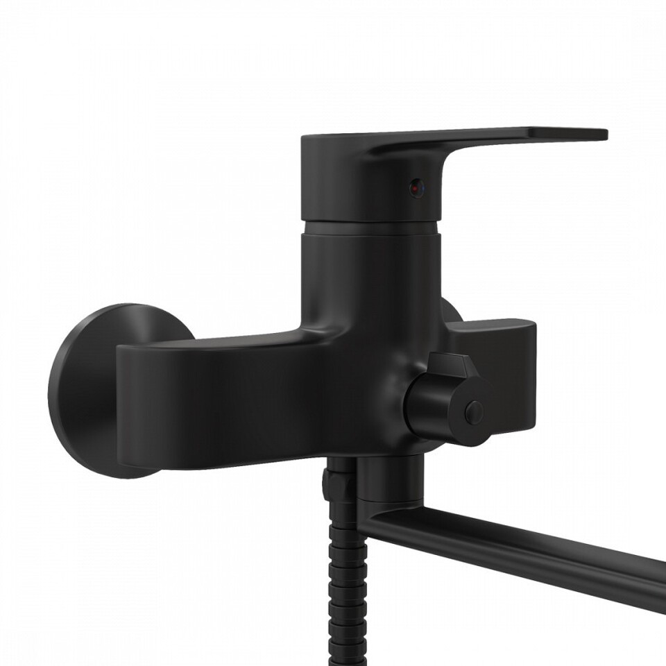 Фото №11  Watersense Смеситель для ванной с длинным изливом Lori, черный матовый T10267