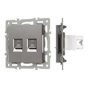Фото Arlight Механизм компьютерной розетки двойной SCT-MPC2-PL-GR (RJ-45, CAT6) ( -)