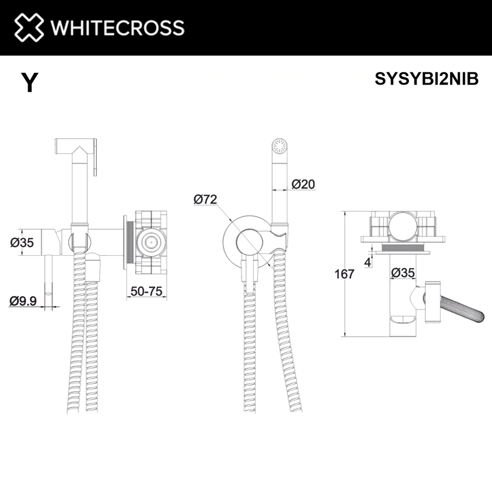 Фото №3  Система для биде скрытого монтажа WHITECROSS Y SYSYBI2NIB (брашированный никель)