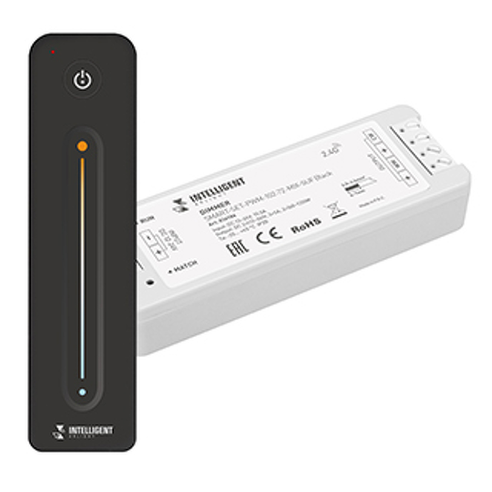 Фото №1  IARL INTELLIGENT ARLIGHT Диммер SMART-SET-PWM-102-72-MIX-SUF Black (12-24V, 2x5A, ПДУ LINE, 2.4G) ( Контроллер)
