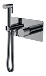 Превью фото №1  Boheme Смеситель гигиенический STICK Shine Gun Metal c ручкой DIAMOND