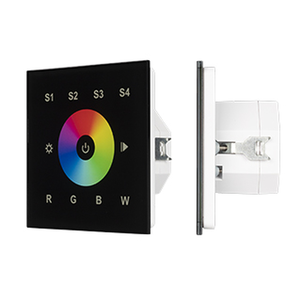 Фото №1  IARL INTELLIGENT ARLIGHT Сенсорная панель DALI-901-11-1G-4SC-RGBW-DT8-IN Black (BUS/230V) ( IP20 Пластик, 3 года)