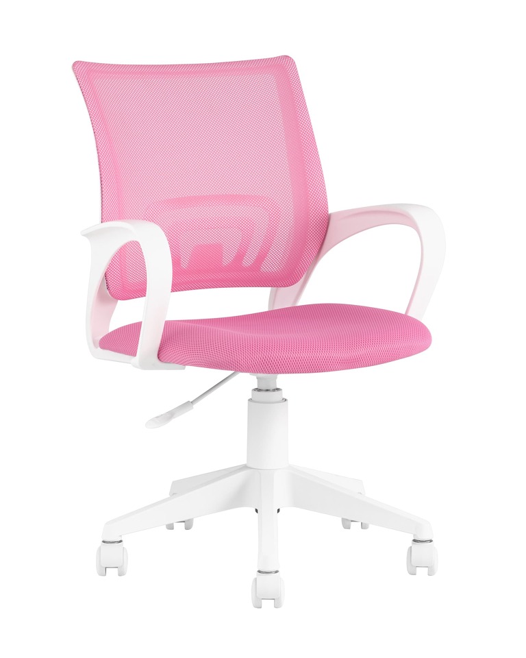Фото №9  Кресло Кресло офисное TopChairs ST-BASIC-W розовый крестовина пластик белый