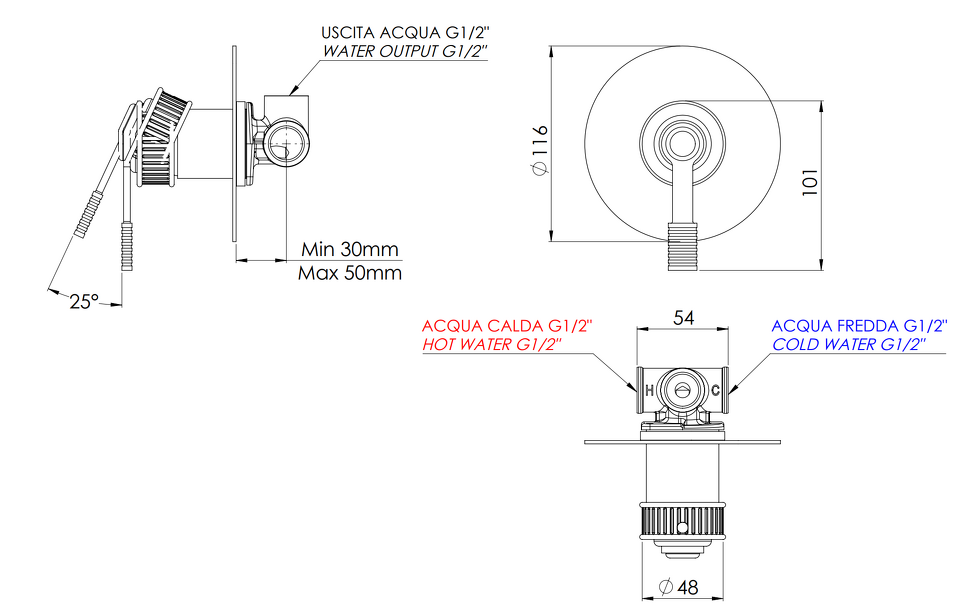 Фото №2  Смеситель для душа Remer Atelier AL30LRP, медь брашированная