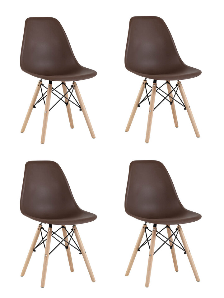 Фото №10  Стул Eames Style DSW коричневый x4 (разборный каркас)