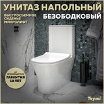 Превью фото №1  Унитаз Teymi Унитаз напольный Ellie безободковый, сиденье Дюропласт микролифт T40801
