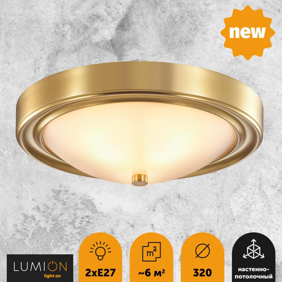 Фото №4  LUMION 5259/2C VINTAGE LN26 121 латунь Настенно-потолочный светильник E27 2*60W 220V NINA
