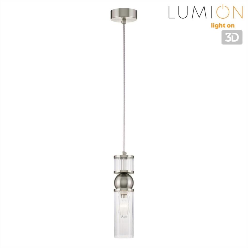 Фото №7  Подвесной светильник LUMION 8277/1A MODERNI LN26 163 сатин никель/прозрачный, металл/стекло Подвес Е14 1*40W 220V DENVER