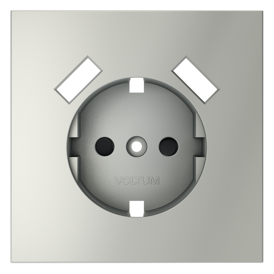 Фото №3  VOLTUM Накладка для розетки с заземлением и защитными шторками, с USB A+A, S70 (сталь)