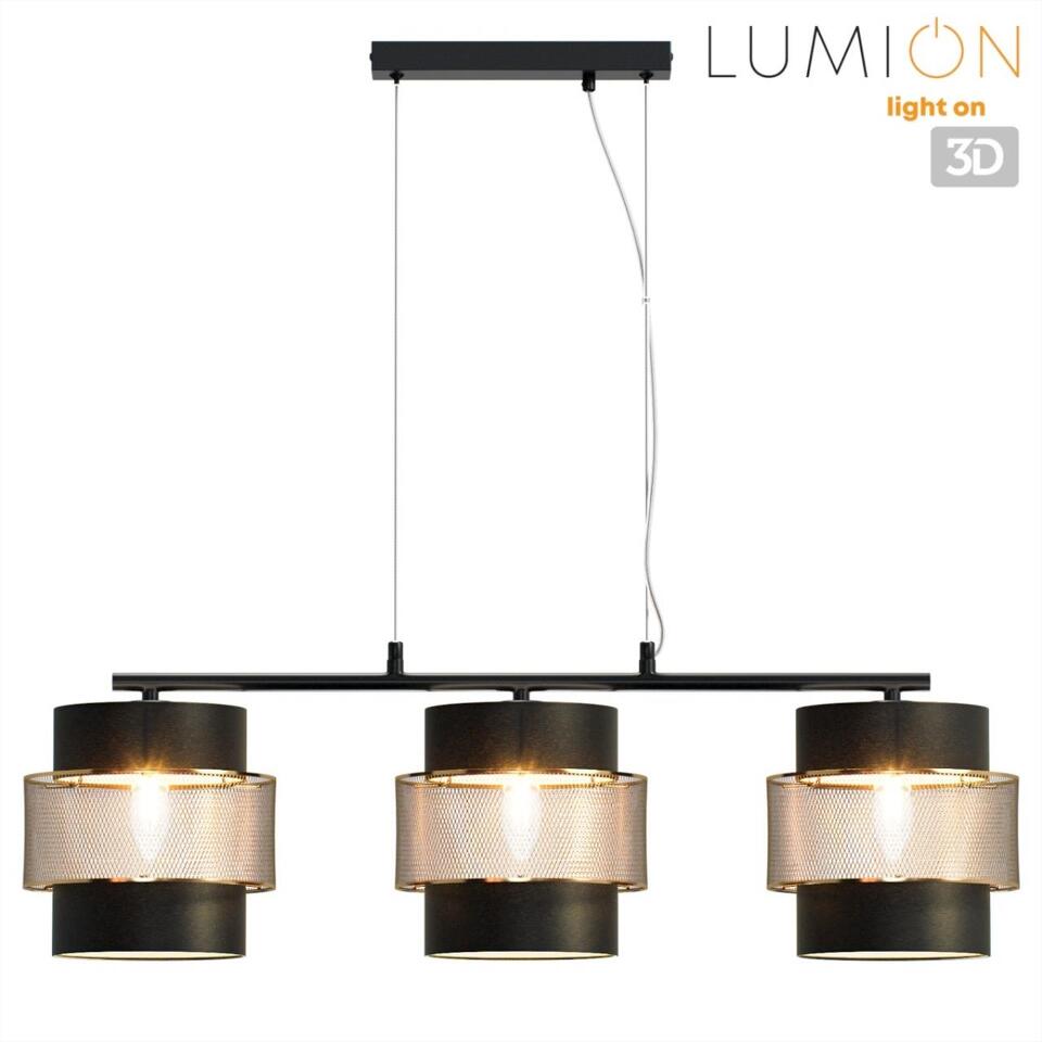 Фото №7  Подвесной светильник LUMION 8003/3A MODERNI LN26 312 черный/черный, золотой металл/металл, текстиль Подвес Е27 3*60W 220V ANIMAISA