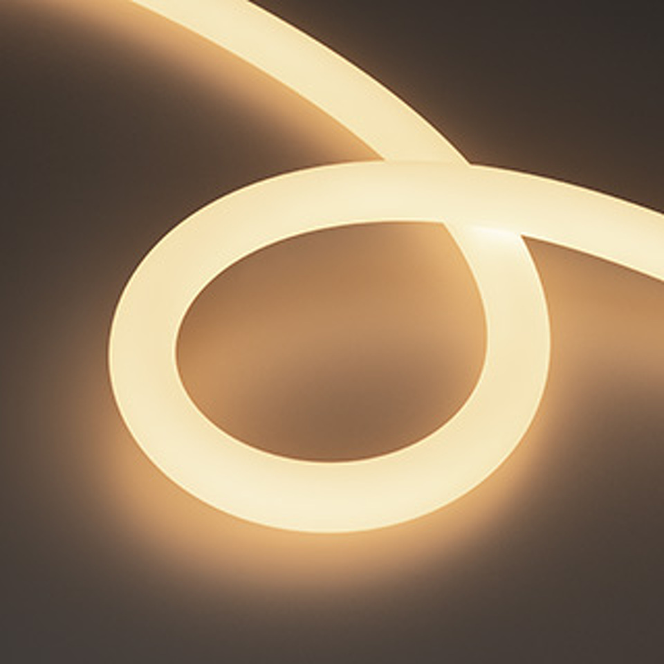 Фото №1  Arlight Лента герметичная MOONLIGHT-SIDE-A336-D25mm 24V Warm3000 360deg (14.4 W/m, IP65, 2835, 5m, wire x2) ( Вывод боковой, 3 года)