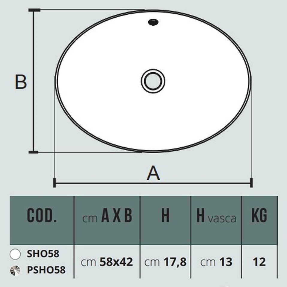Фото №5  Раковина SHO58 / PSHO58 Althea SHO раковина накладная 58x42 h.17,8  Матовый бетон Plus-Ton®
