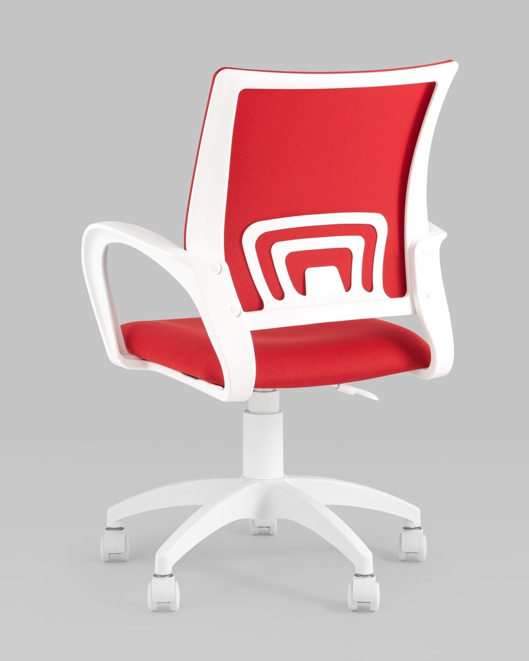 Фото №9  Кресло Кресло офисное TopChairs ST-BASIC-W красная ткань крестовина белый пластик
