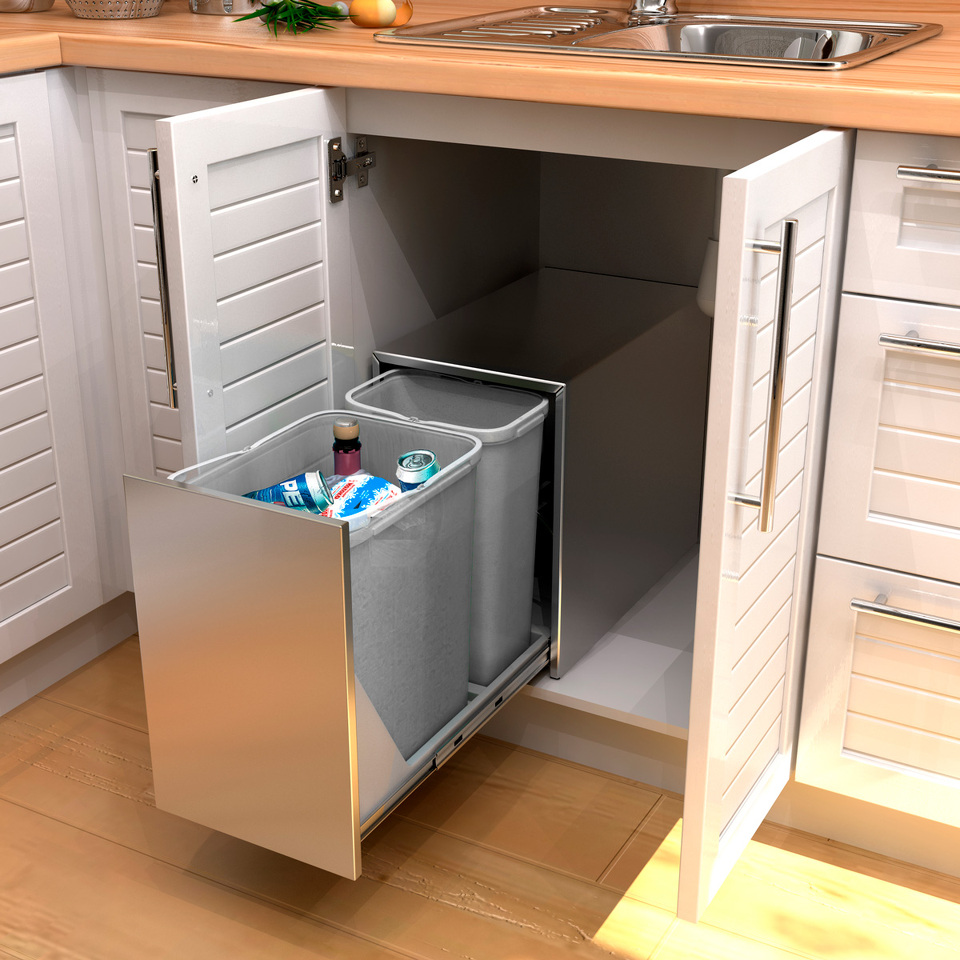 Фото №1  Ekotech Система сортировки ECOBOX INOX 24 л, распашной фасад 350 мм, нержавеющая сталь