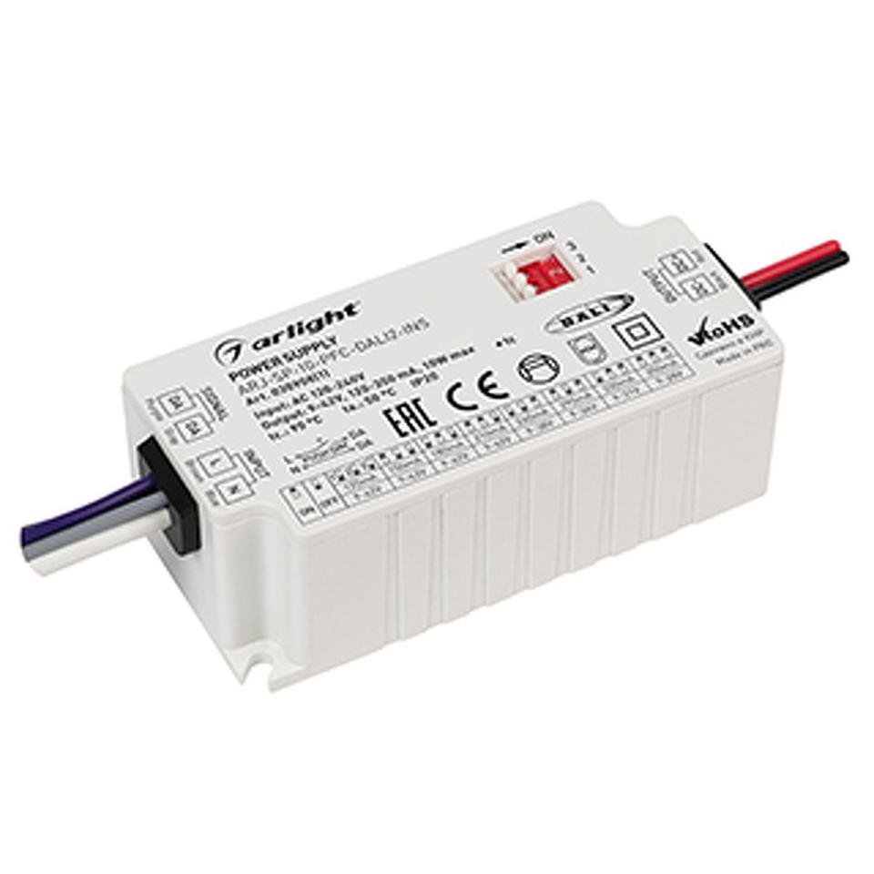 Фото №1  Arlight Блок питания ARJ-SP-10-PFC-DALI2-INS (10W, 9-42V, 0.12-0.35A) ( IP20 Пластик, 5 лет)