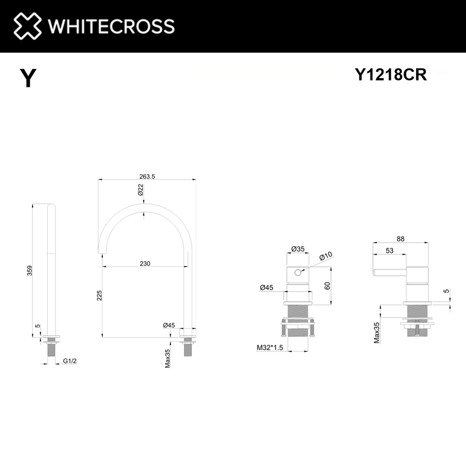 Фото №2  Смеситель для умывальника с выносным управлением WHITECROSS Y Y1218CR (хром)