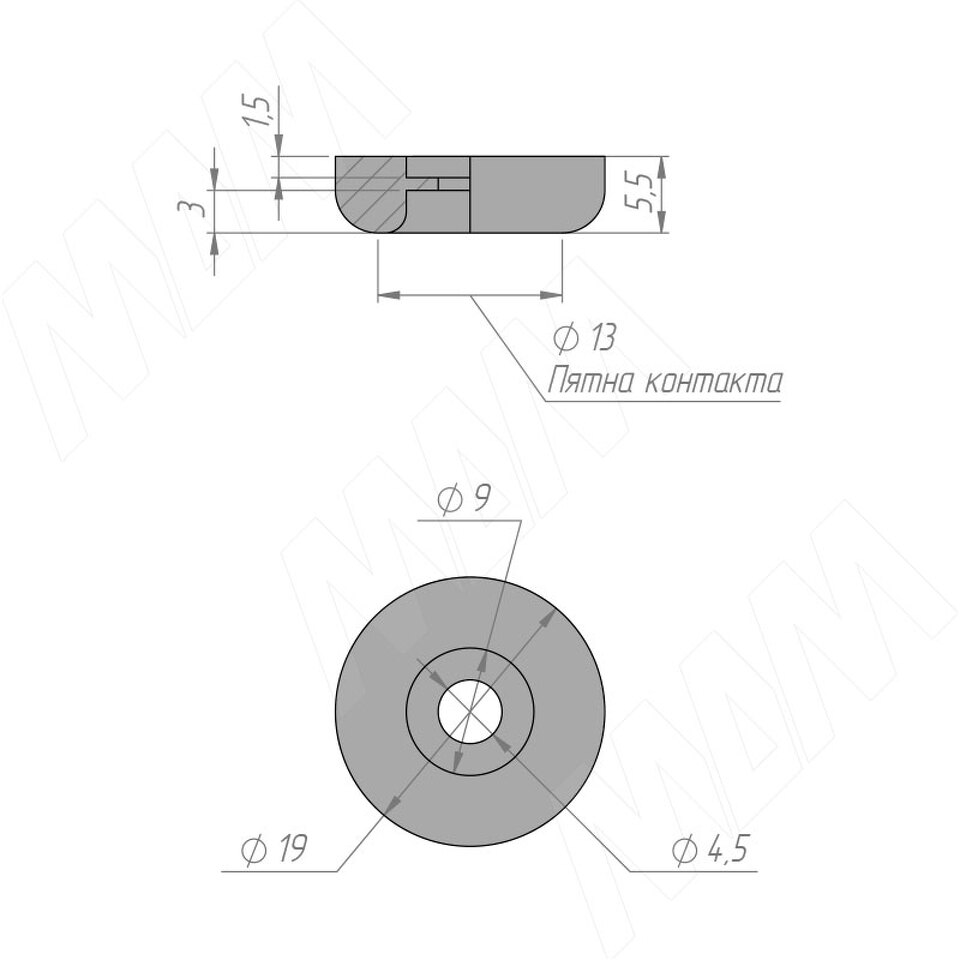 Фото №4  PULSE SuperGlide Подпятник круглый, D19 мм, под саморез (HR19-S)