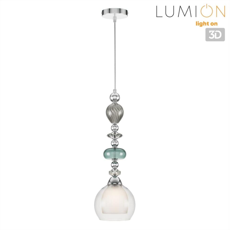 Фото №7  Подвесной светильник LUMION 8294/1A MODERNI LN26 367 хром/белый/прозрачный, металл/стекло/хрусталь Подвес E27 1*60W 220V GANNA