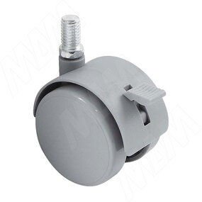 Фото PULSE Опора двухколесная с винтом M10, D50 мм, со стопором, серая (OK-50/2-CT/GR),  Мебельное колесо