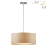 Превью фото №1  Подвесной светильник LUMION 8250/3 MODERNI LN26 527  никель/бежевый, металл/текстиль Подвес Е27 3*60W 220V NIKKI