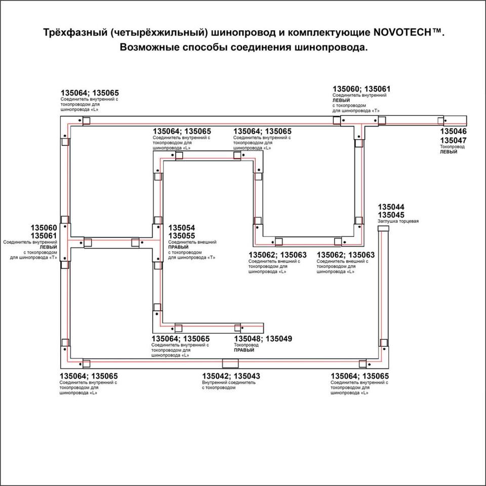 Фото №4  NOVOTECH 135236 PORT NT24 256 черный Трехфазный (четырехжильный) шинопровод 1м, в комплекте заглушки 2шт IP20 220V