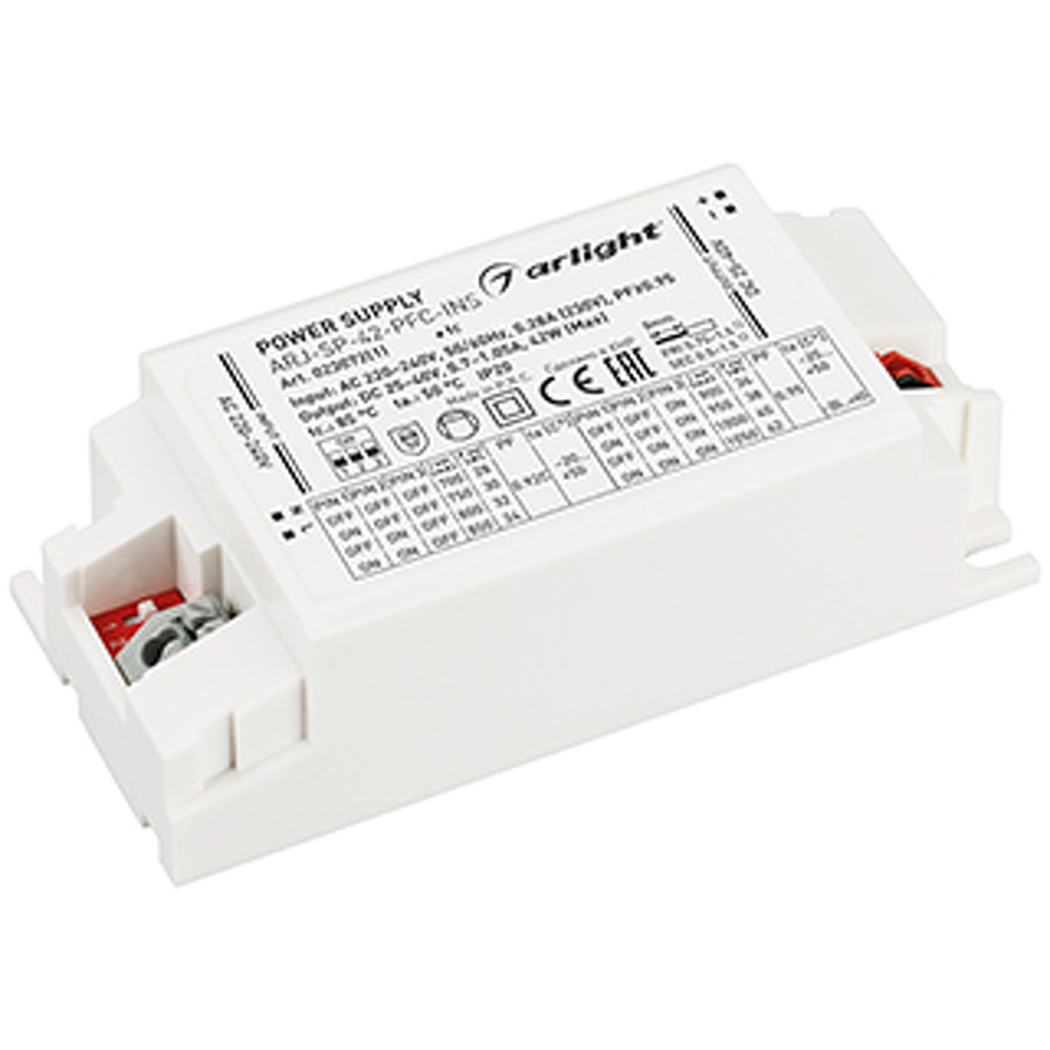 Фото №1  Arlight Блок питания ARJ-SP-42-PFC-INS (42W, 25-40V, 0.7-1.05A) ( IP20 Пластик, 5 лет)