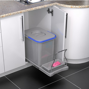 Фото Ekotech Мусорное ведро PATTY 15 л, распашной фасад 300 мм, серый