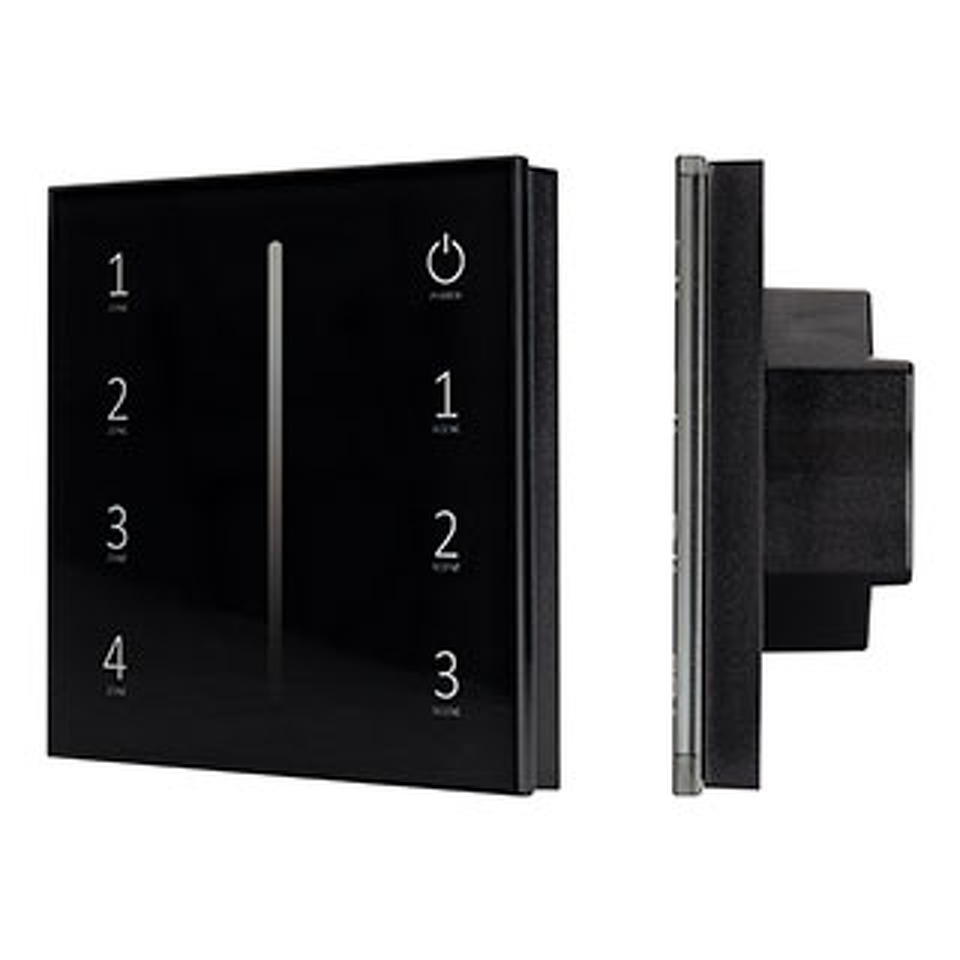 Фото №1  Arlight Панель Sens SMART-P17-DIM Black (230V, 4 зоны, 2.4G) ( IP20 Пластик, 5 лет)
