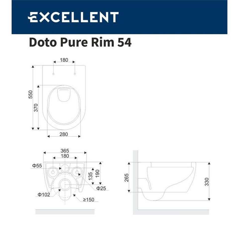 Фото №10  Унитаз Унитаз подвесной EXCELLENT Doto Pure Rim 54