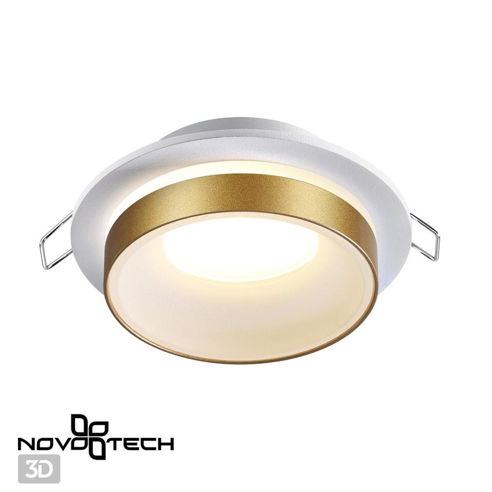 Фото №3  NOVOTECH 370783 SPOT NT21 529 белый/золото Светильник встраиваемый влагозащищенный IP44 GU10 9W 220V WATER