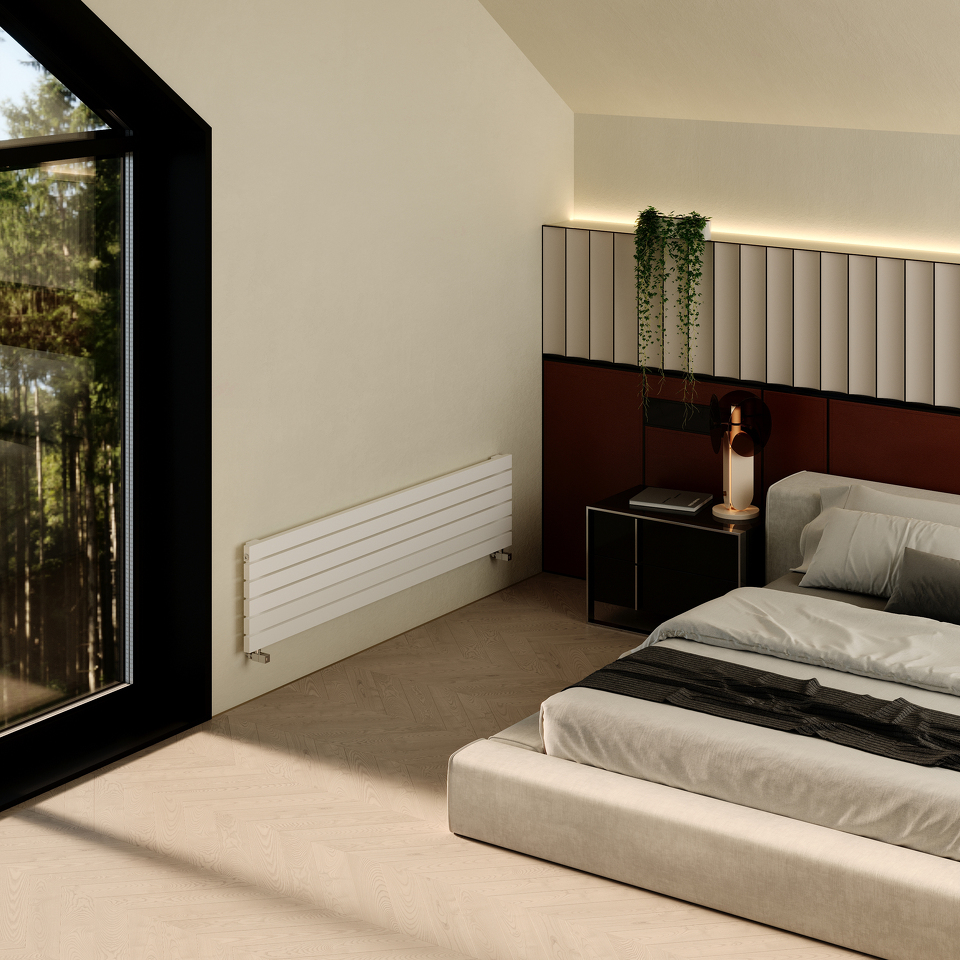 Фото №3  Радиатор Warmmet Flat 60H ширина 750 мм секций 8 цвет белый тип подключения: нижнее левое